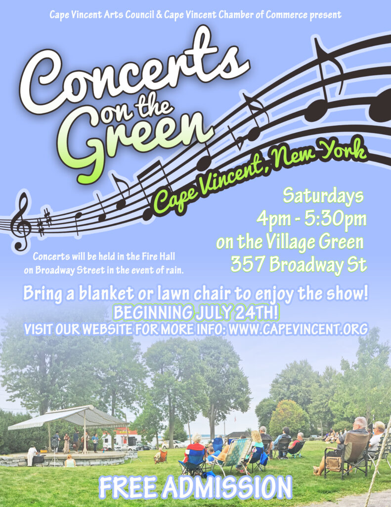 Concerts on the Green to Cape Vincent!